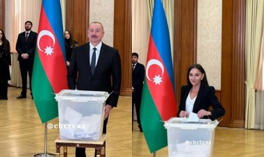 Prezident İlham Əliyev, birinci xanım Mehriban Əliyeva və ailə üzvləri Xankəndidə səs veriblər